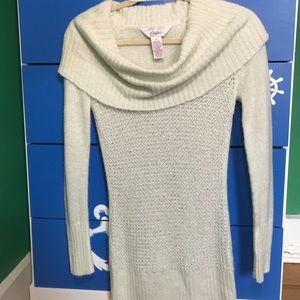 Candies white shine cowl neck long sleeve sweater